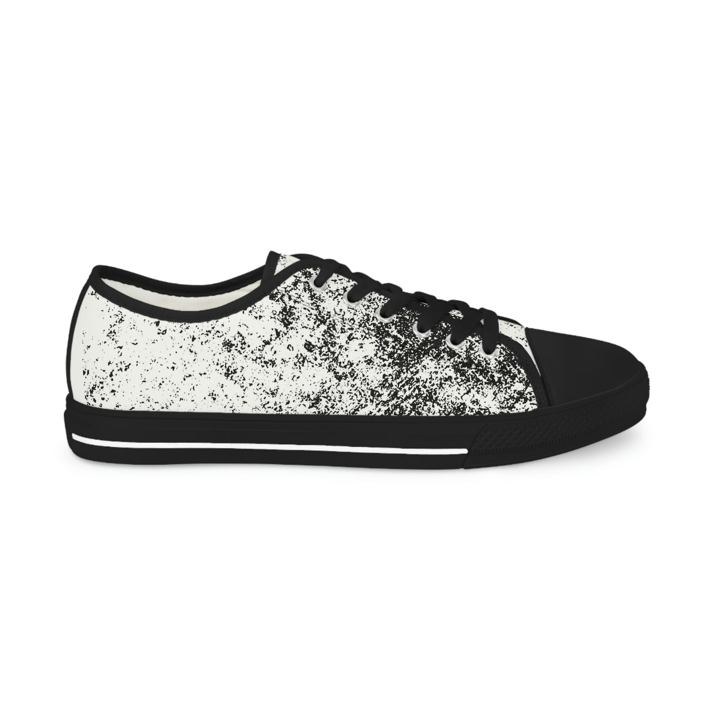 Men's Low Top Sneakers, Black and White Brick Print, Painted Shoes, Splatter Paint