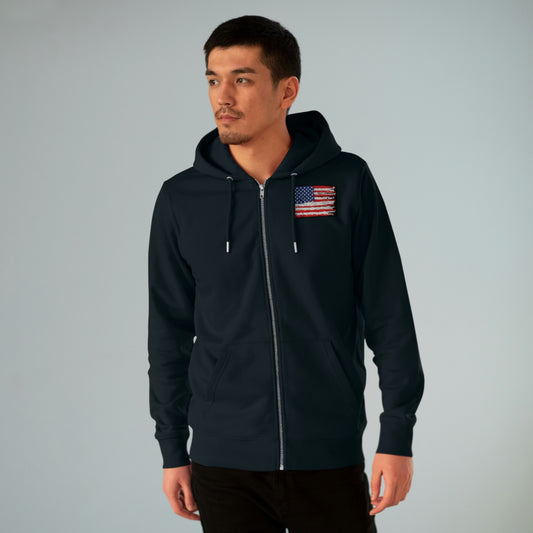 Distressed USA Flag Men's Cultivator Zip Hoodie