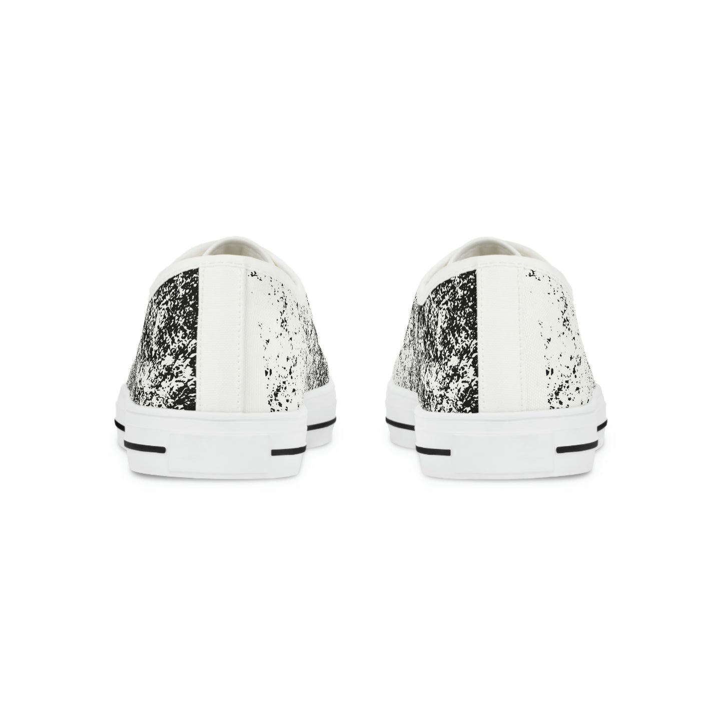 Men's Low Top Sneakers, Black and White Brick Print, Painted Shoes, Splatter Paint