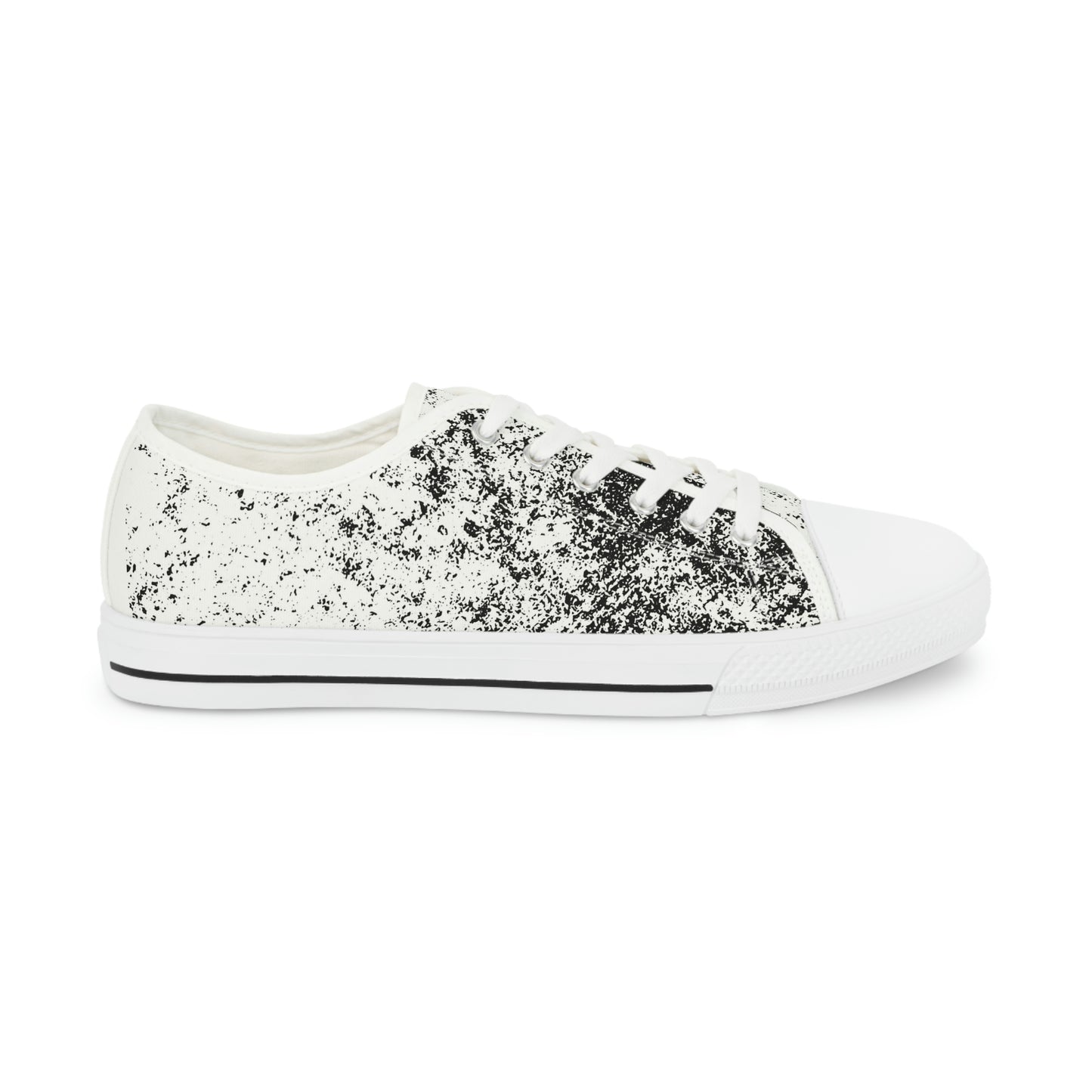 Men's Low Top Sneakers, Black and White Brick Print, Painted Shoes, Splatter Paint