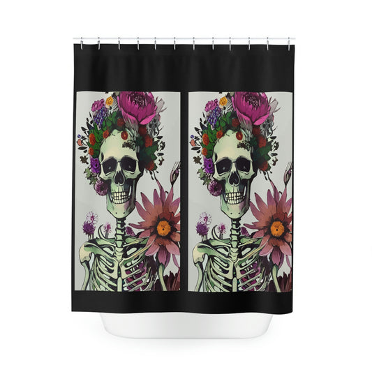 Skeleton, Day of the Dead, Cinco de Mayo, Sugar Skull Polyester Shower Curtain