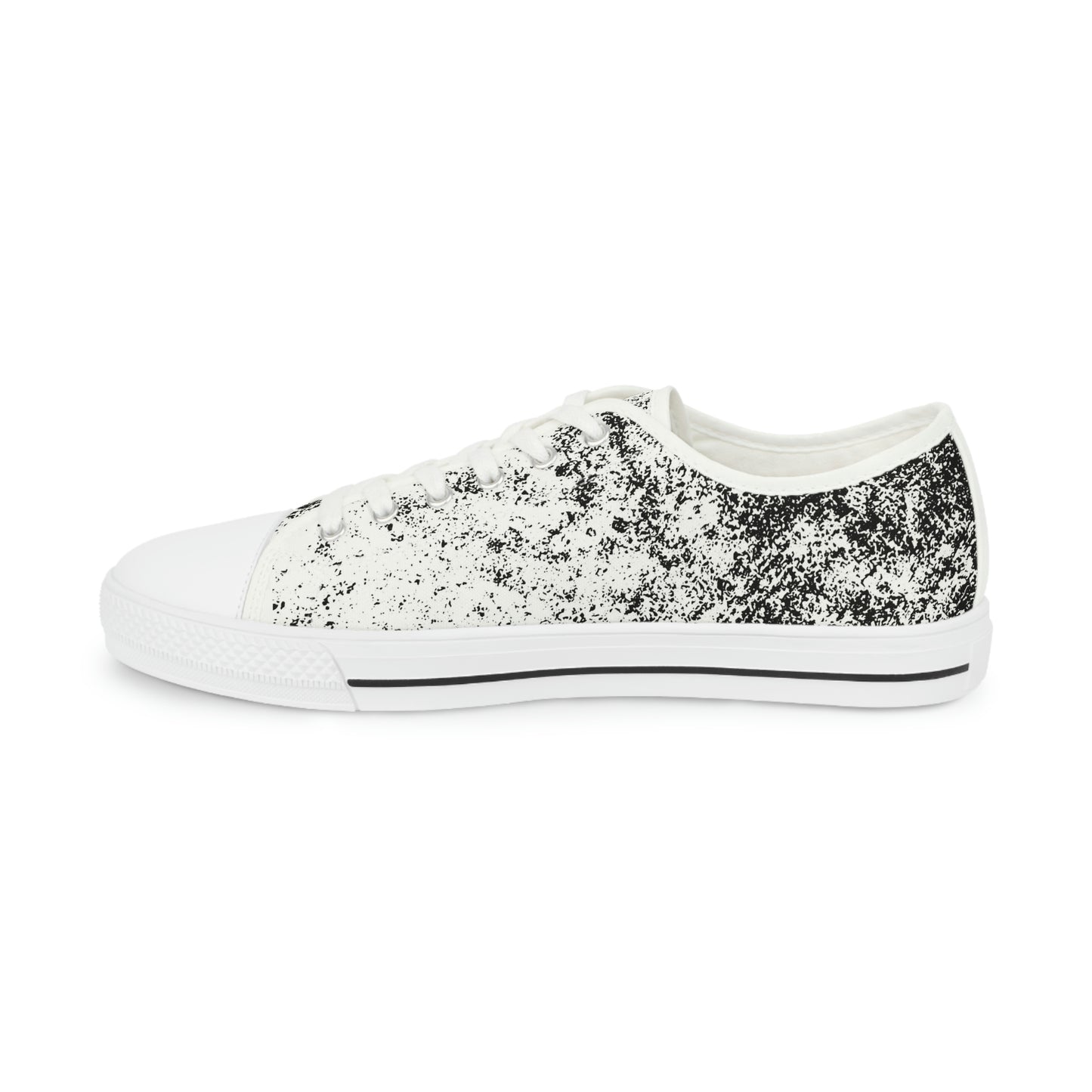 Men's Low Top Sneakers, Black and White Brick Print, Painted Shoes, Splatter Paint