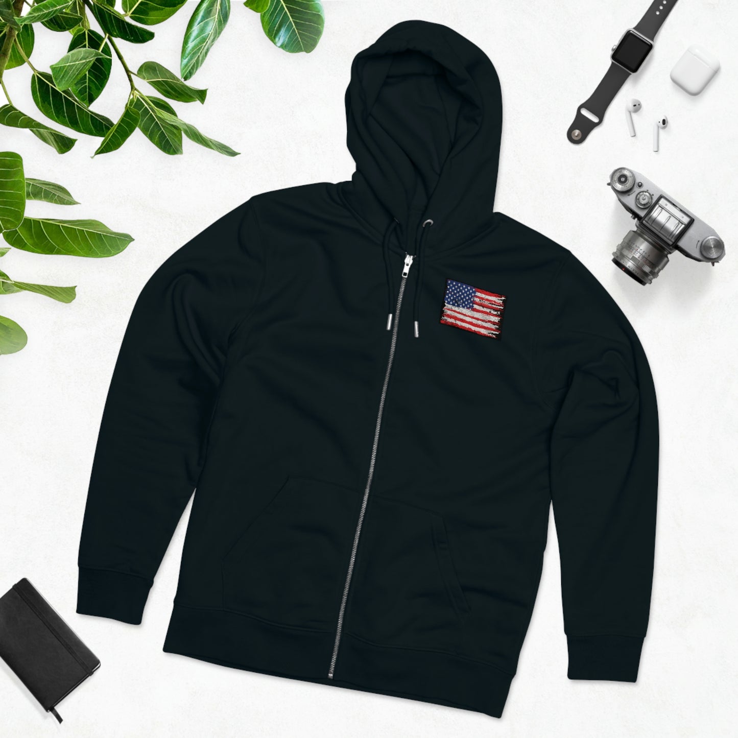 Distressed USA Flag Men's Cultivator Zip Hoodie