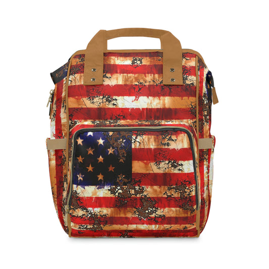 Distressed Patriotic Multifunctional Diaper Backpack, Great for Men and Women